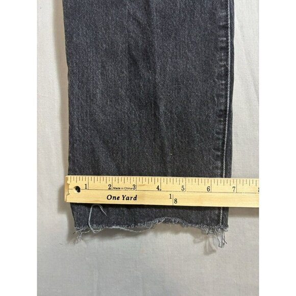 Abercrombie & Fitch Black Distressed Hem Belted Mom Jeans Size 25/0 24x25 - Picture 3 of 6